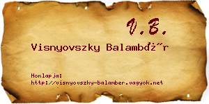 Visnyovszky Balambér névjegykártya
